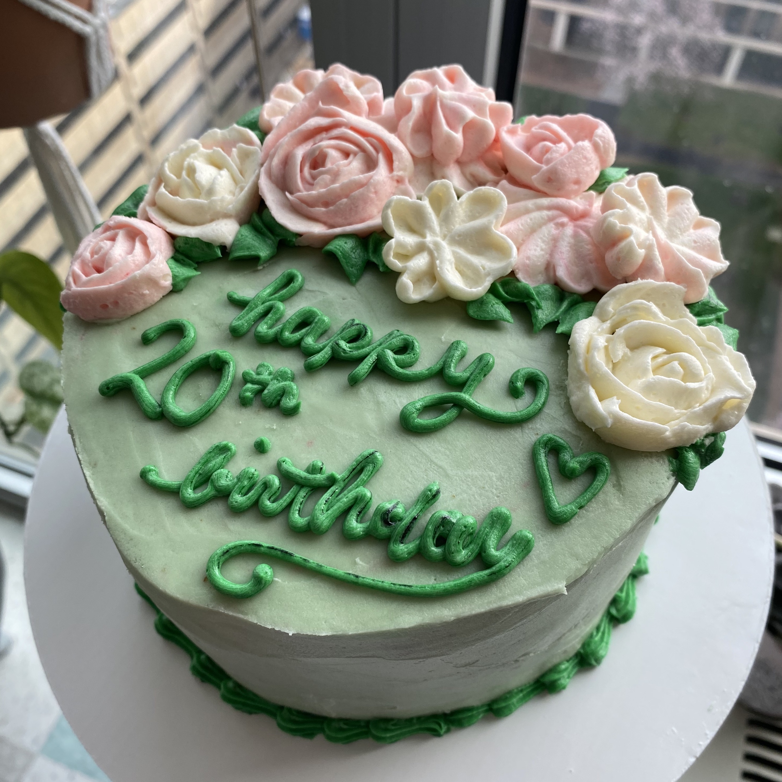 floral matcha cake